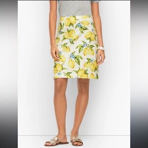 Talbots Lemon Print Skirt Crisp Size 8P